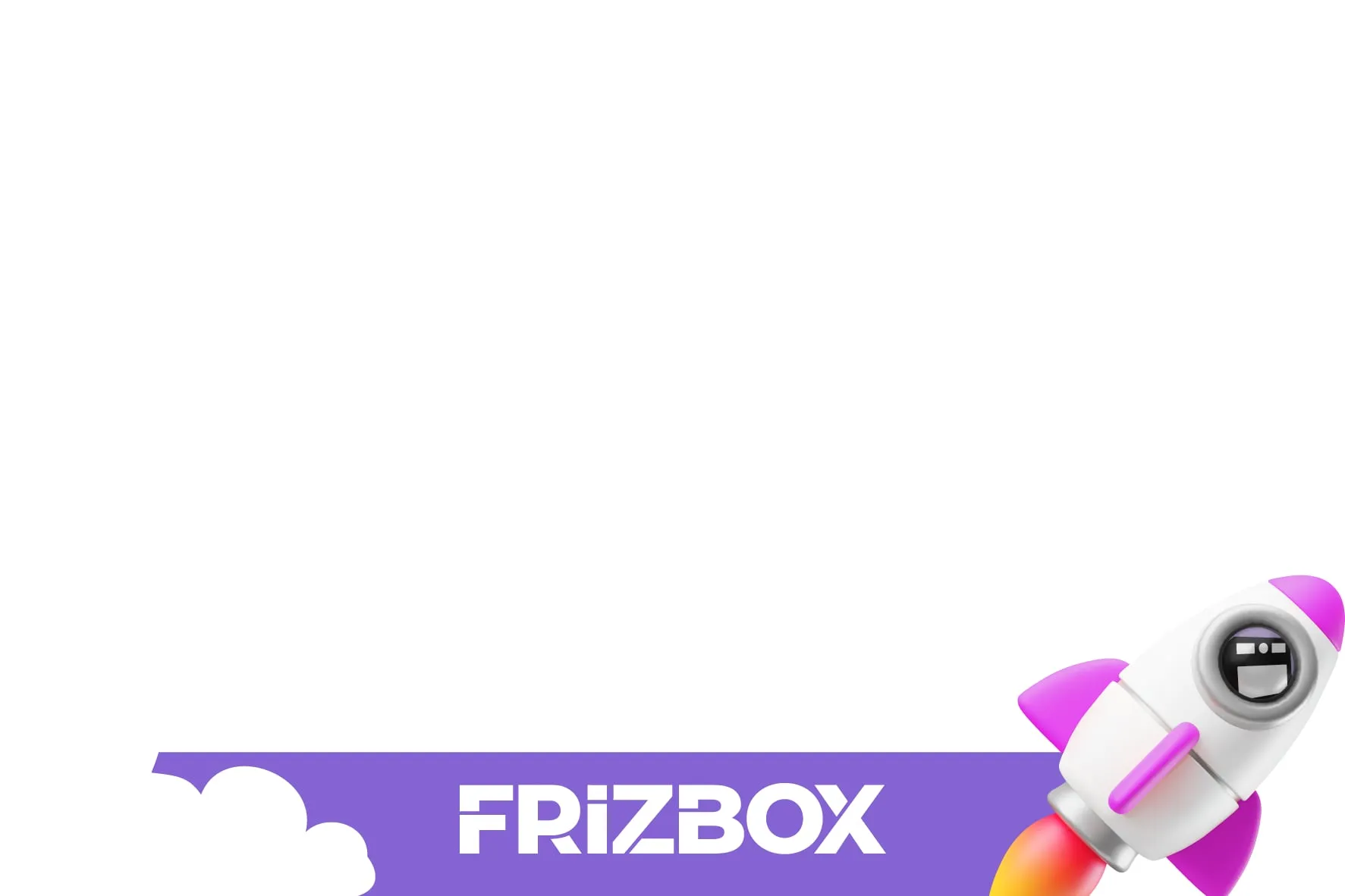 Cadre photo Frizbox, une fusée et des nuages en bas de l'image