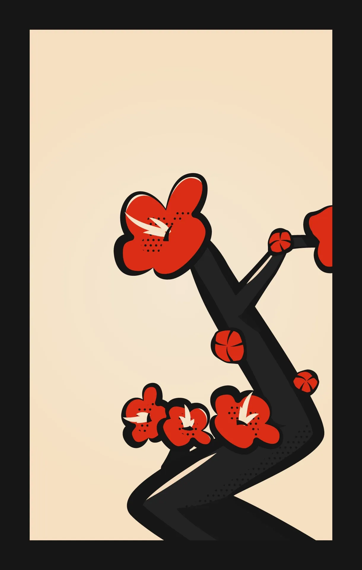 Carte 1, une branche d'abricotier en fleurs