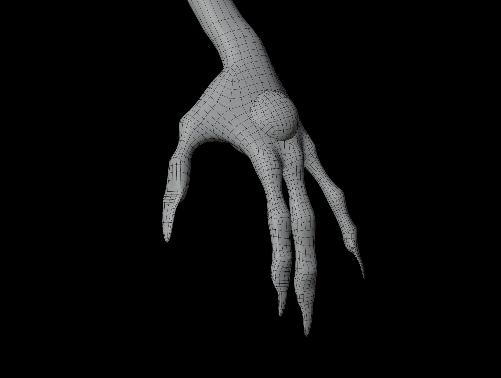 La main griffue du Roaring Knight en wireframe