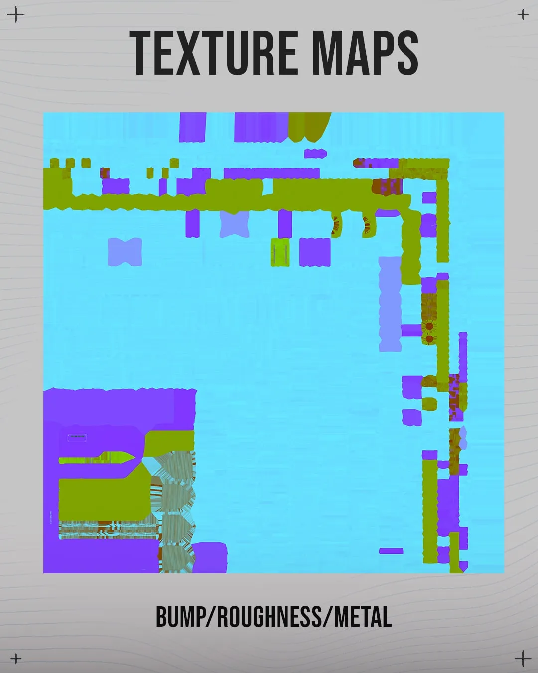 La texture ORM de la carte, en cyan, violet et vert
